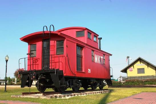 Historic MKT railroad caboose in downtown Katy Texas — family law attorney Katy TX