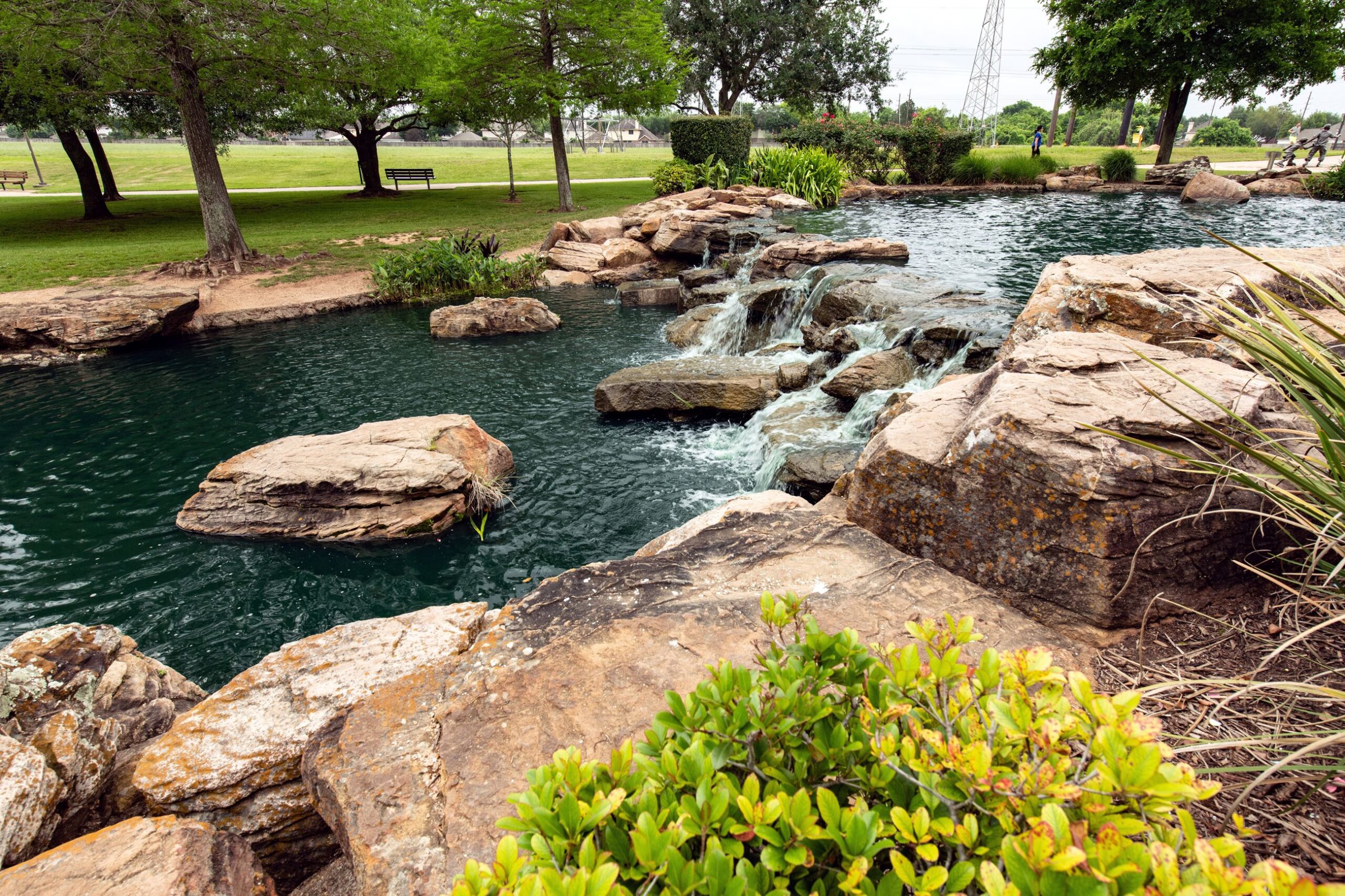 Sugar Land Texas community park with waterfall — family law attorney Sugar Land TX