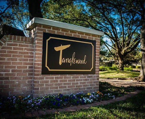 Tanglewood neighborhood entrance sign Houston Texas — family law attorney Houston TX serving Tanglewood high-asset divorce